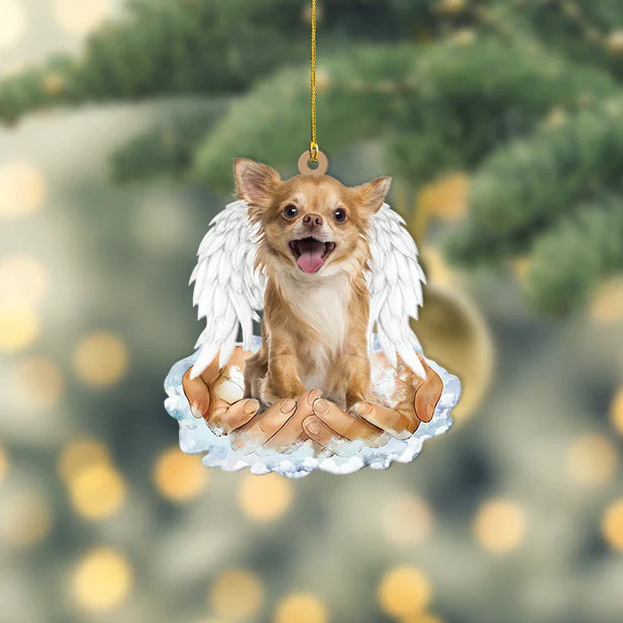Blisscorners Chihuahua dog sleeping Angel Wings Christmas,love Chihuahu dog car Ornament Gift2D Flat LM2511