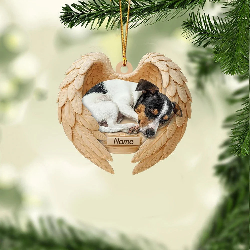 Blisscorners Personalized Sleeping Rat Terrier Dog Christmas Ornament, Dog Angel Wings2D Flat LM2511