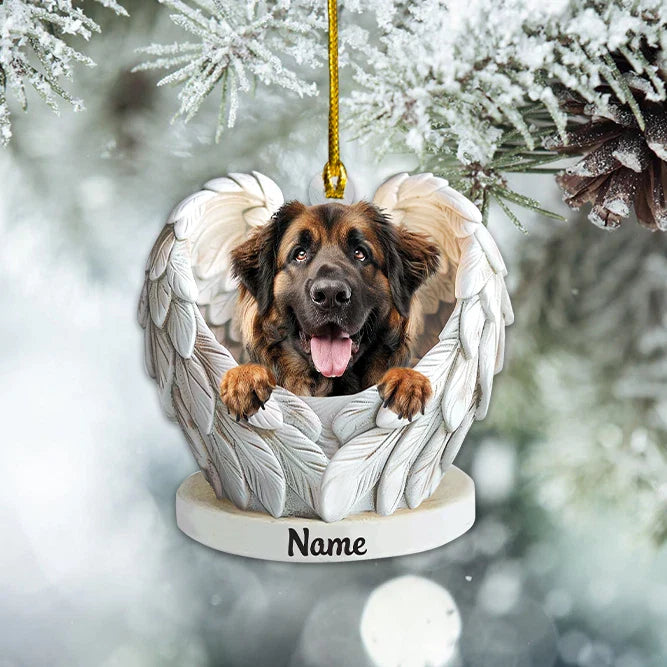 Blisscorners Personalized Leonberger Dog Angel Wings Ornament, Leonberger Christmas Ornament2D Flat LM2511