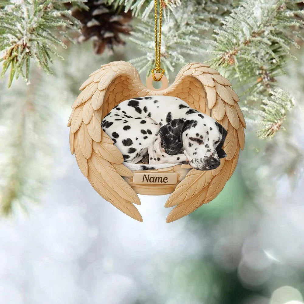 Blisscorners Personalized Sleeping Dalmatian Dog Christmas Ornament, Dog Angel Wings662D Flat LM2511