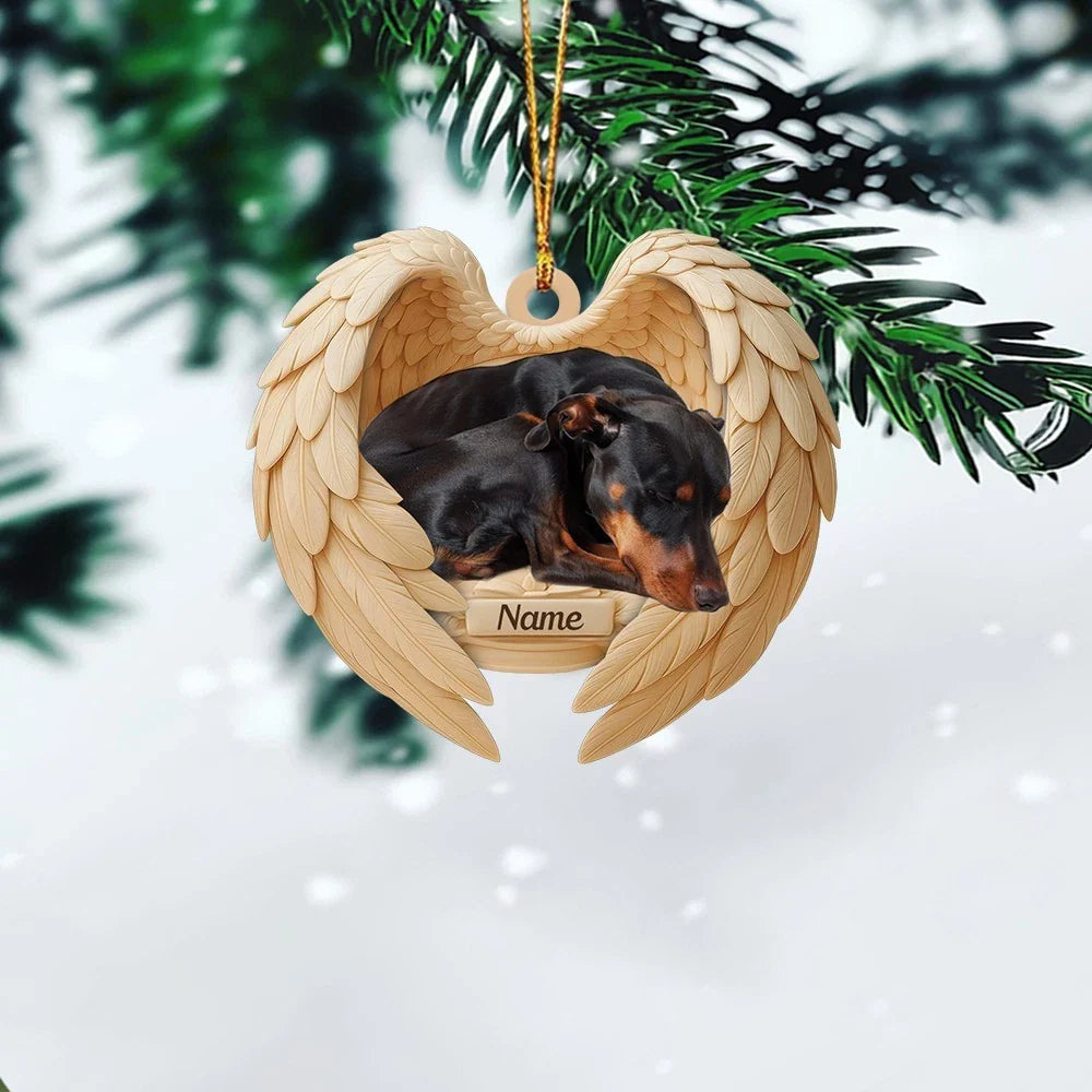 Blisscorners Personalized Sleeping Doberman Pinscher Dog Christmas Ornament, Dog Angel Wings
2D Flat LM2511
