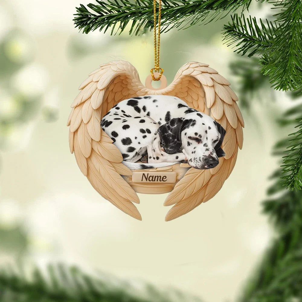 Blisscorners Personalized Sleeping Dalmatian Dog Christmas Ornament, Dog Angel Wings662D Flat LM2511