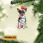Blisscorners Personalized Rat Terrier Dog Christmas Ornament, Dog Christmas Lights Ornament2D Flat LM2511