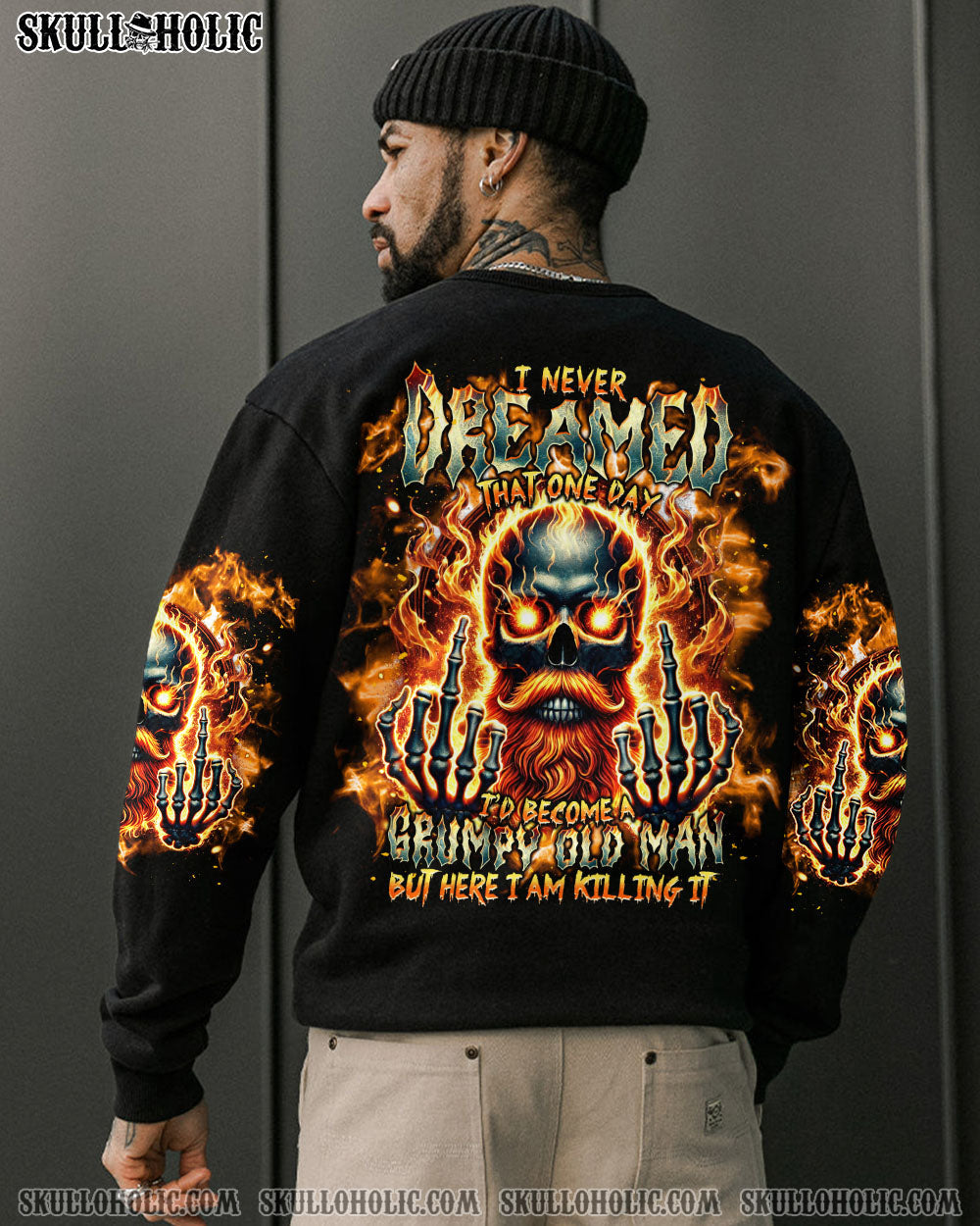 BLISSCORNERS I NEVER DREAMED THAT ONE DAY GRUMPY OLD MAN SKULL ALL OVER PRINT
