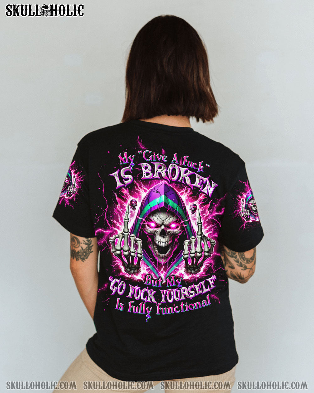 BLISSCORNERS MY GIVE A F IS BROKEN REAPER FIRE SKULL ALL OVER PRINT
