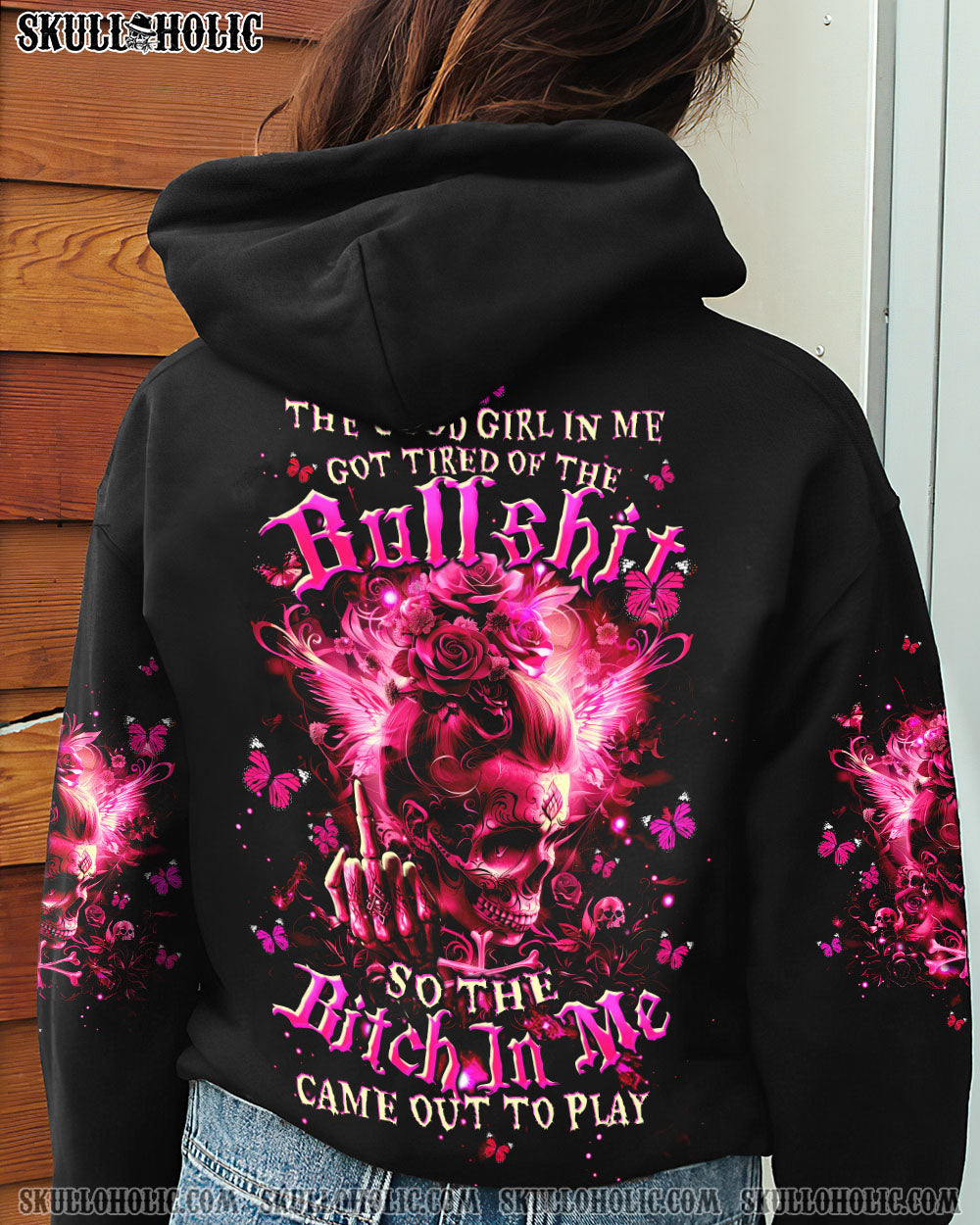 BLISSCORNERS THE GOOD GIRL IN ME MESSY BUN ALL OVER PRINT