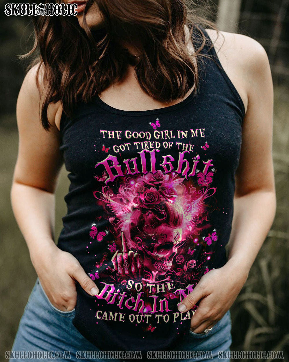 BLISSCORNERS THE GOOD GIRL IN ME MESSY BUN ALL OVER PRINT