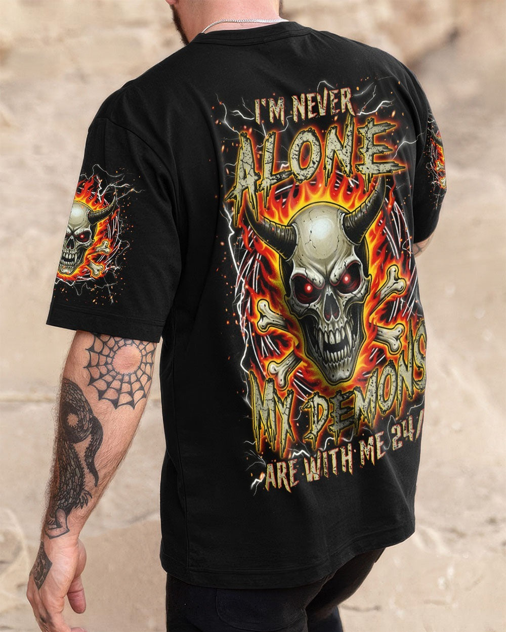 BLISSCORNERS I'M NEVER ALONE SKULL DEMON ALL OVER PRINT