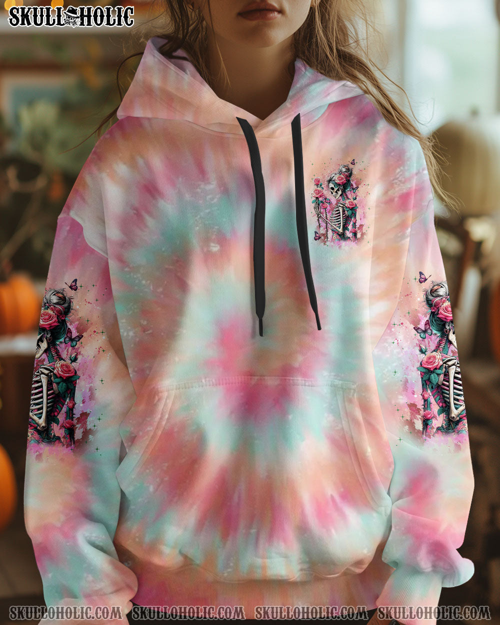 BLISSCORNERS DON'T TRY TO FIGURE ME OUT SKULL LADY TIE DYE ALL OVER PRINT