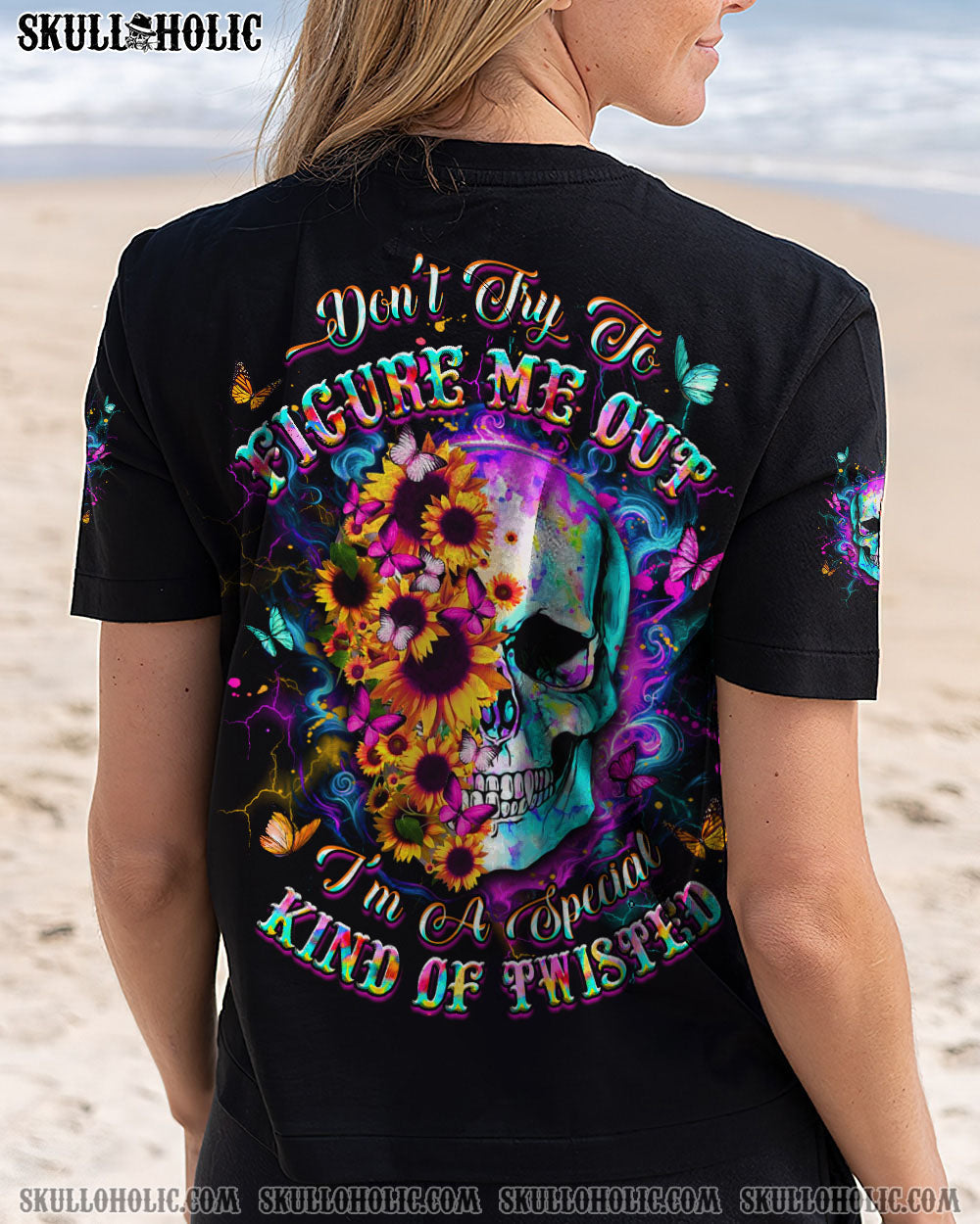 BLISSCORNERS DON'T TRY TO FIGURE ME OUT HALF SKULL ALL OVER PRINT