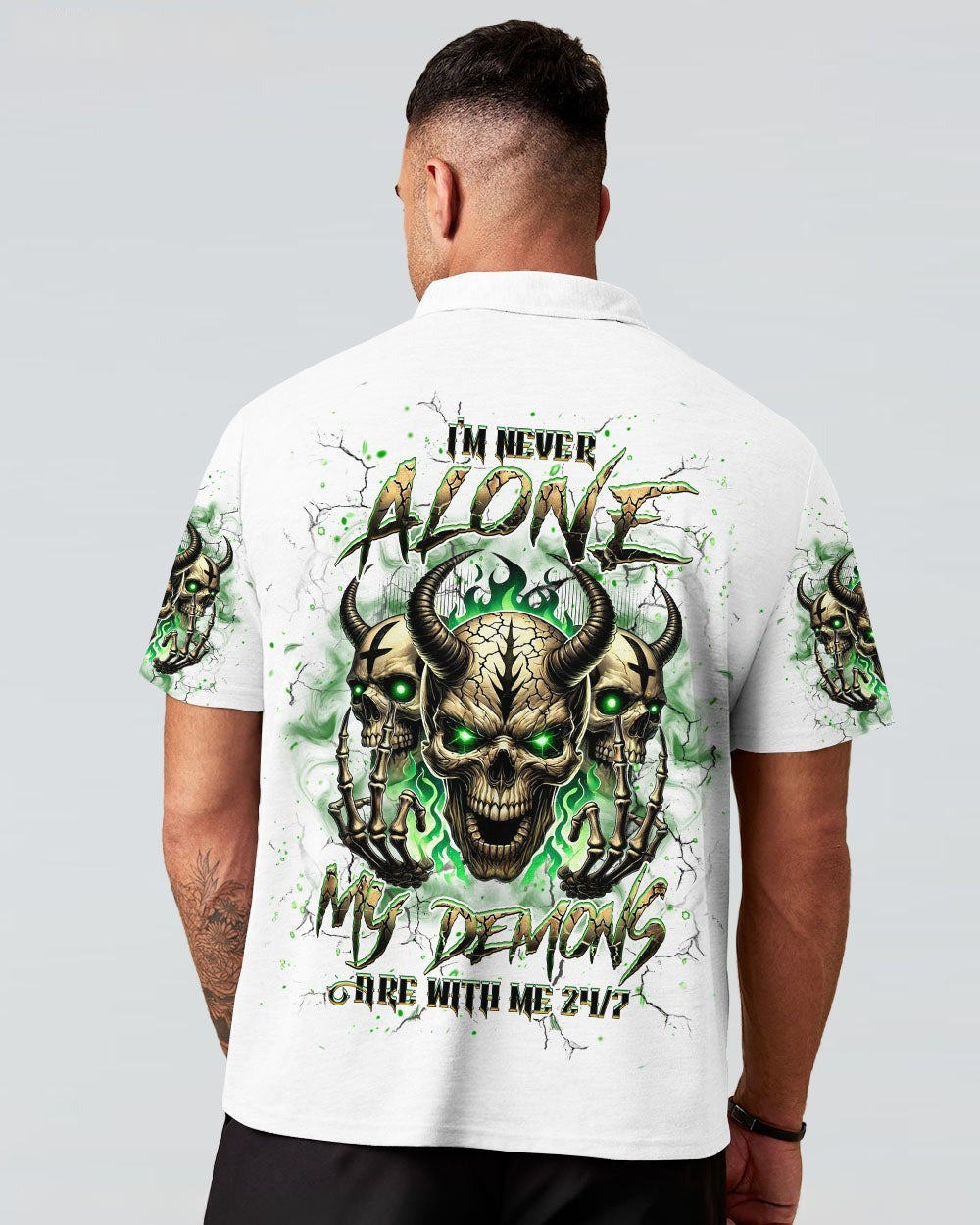 BLISSCORNERS I'M NEVER ALONE SKULL DEMON ALL OVER PRINT
