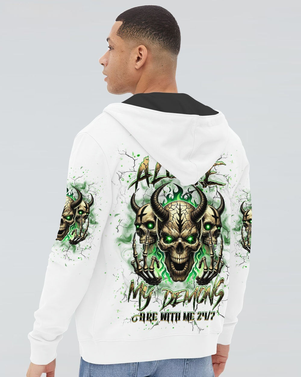 BLISSCORNERS I'M NEVER ALONE SKULL DEMON ALL OVER PRINT