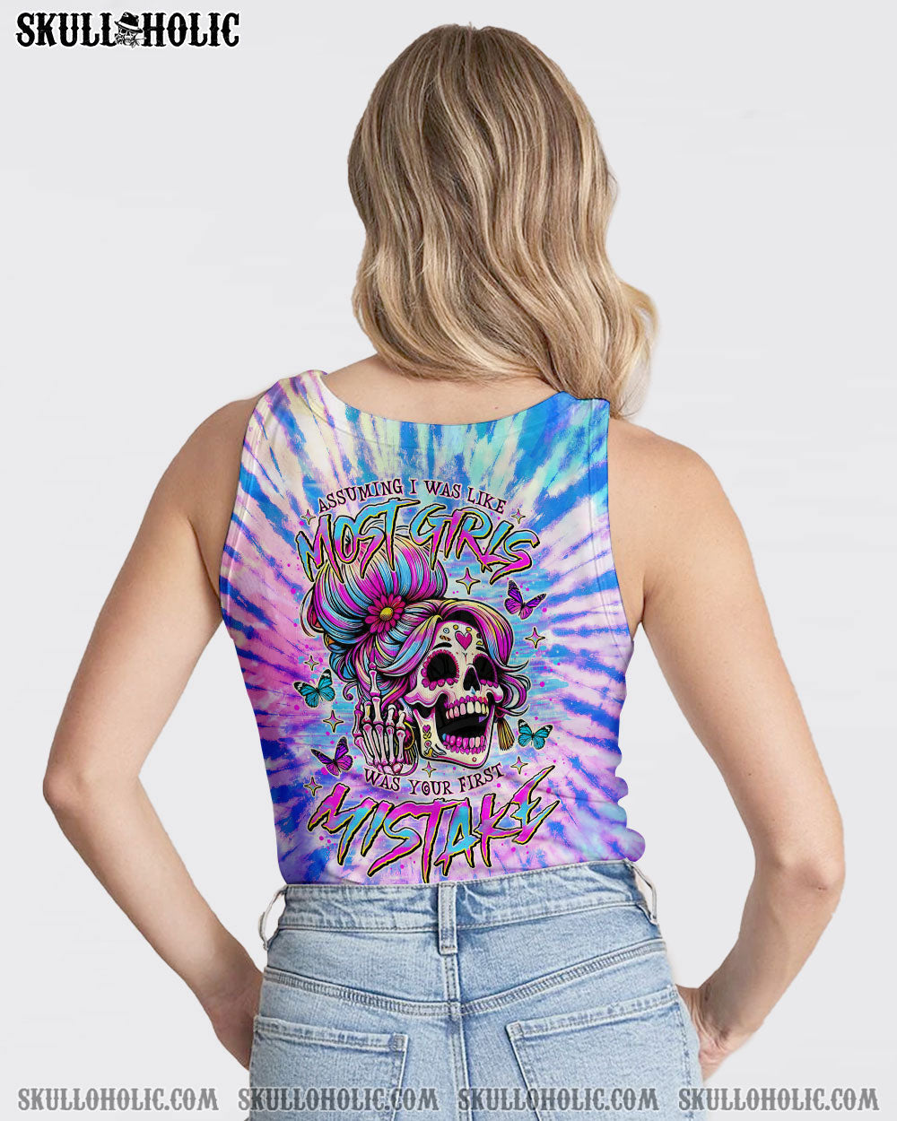 BLISSCORNERS I AM A SWEET GIRL SKULL MESSY BUN ALL OVER PRINT