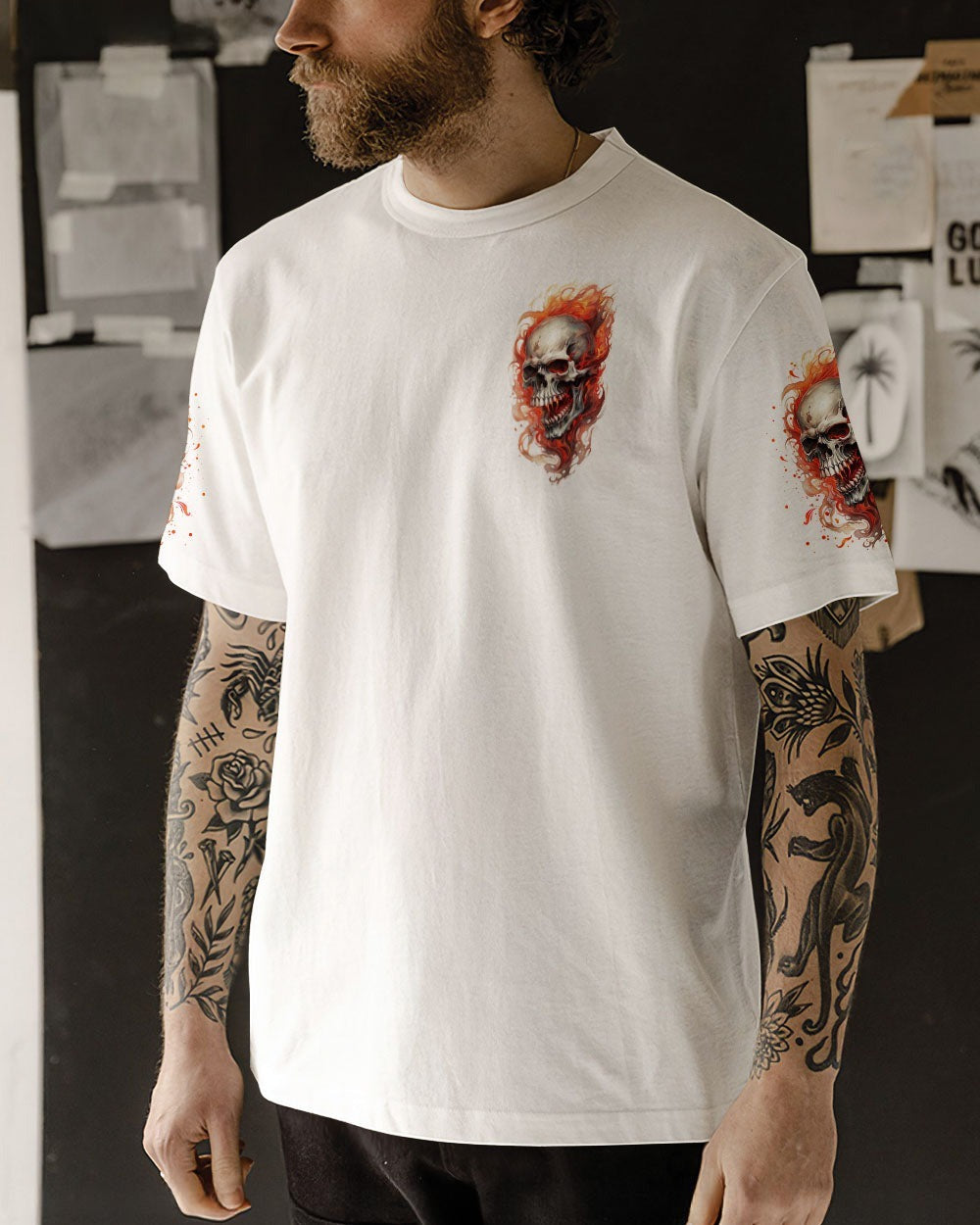 BLISSCORNERS I'M NEVER ALONE SKULL FIRE ALL OVER PRINT