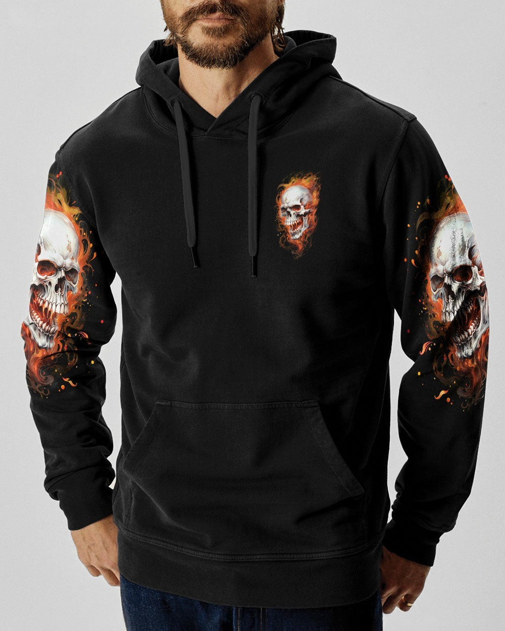 BLISSCORNERS I'M NEVER ALONE SKULL FIRE BLACK ALL OVER PRINT