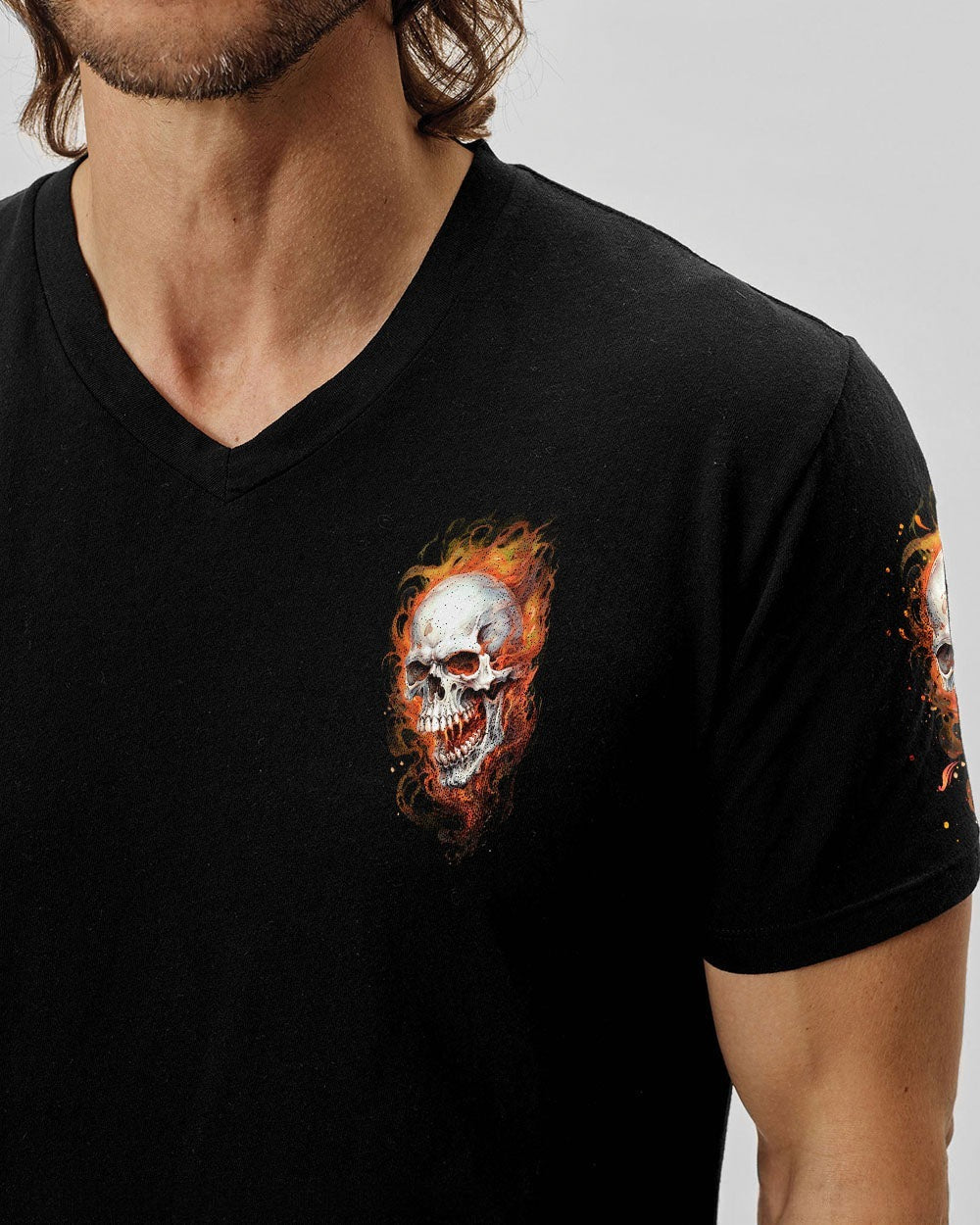 BLISSCORNERS I'M NEVER ALONE SKULL FIRE BLACK ALL OVER PRINT