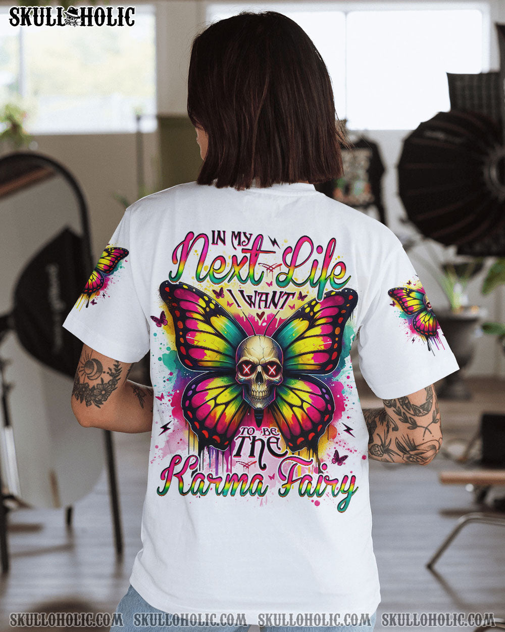 BLISSCORNERS KARMA FAIRY SKULL SKULL BUTTERFLY ALL OVER PRINT