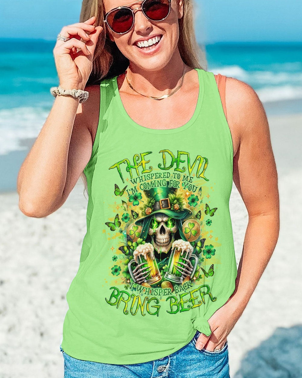 BLISSCORNERS THE DEVIL WHISPERED BEER REAPER PATRICK'S DAY ALL OVER PRINT
