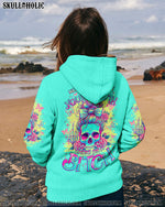 BLISSCORNERS ALWAYS A STRONG WOMAN SKULL MESSY BUN ALL OVER PRINT