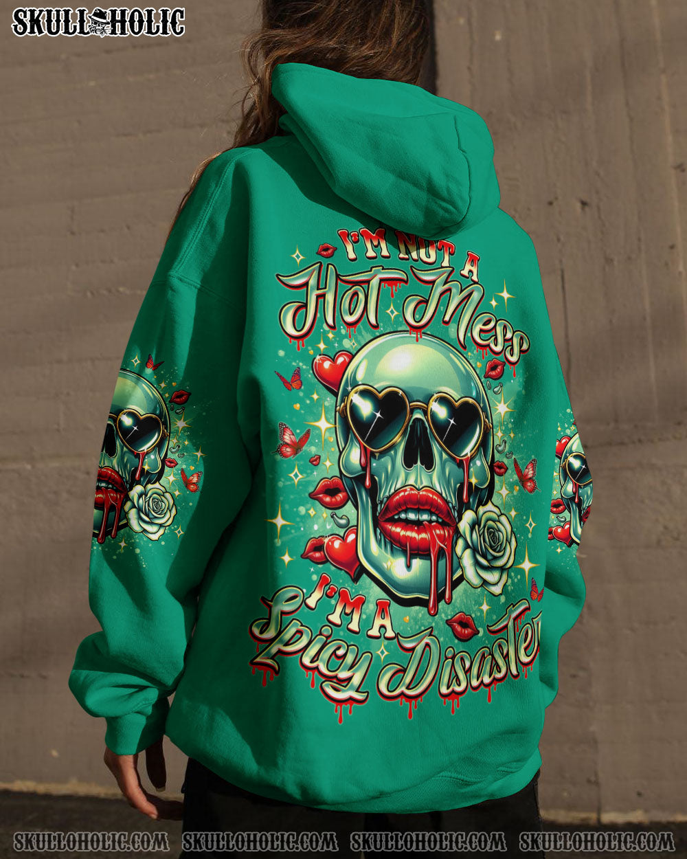 BLISSCORNERS I'M NOT A HOT MESS I'M A SPICY DISASTER SKULL ALL OVER PRINT