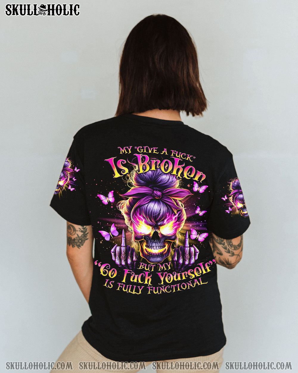 BLISSCORNERS NOT EVERYONE LIKES ME SKULL MESSY BUN ALL OVER PRINT
