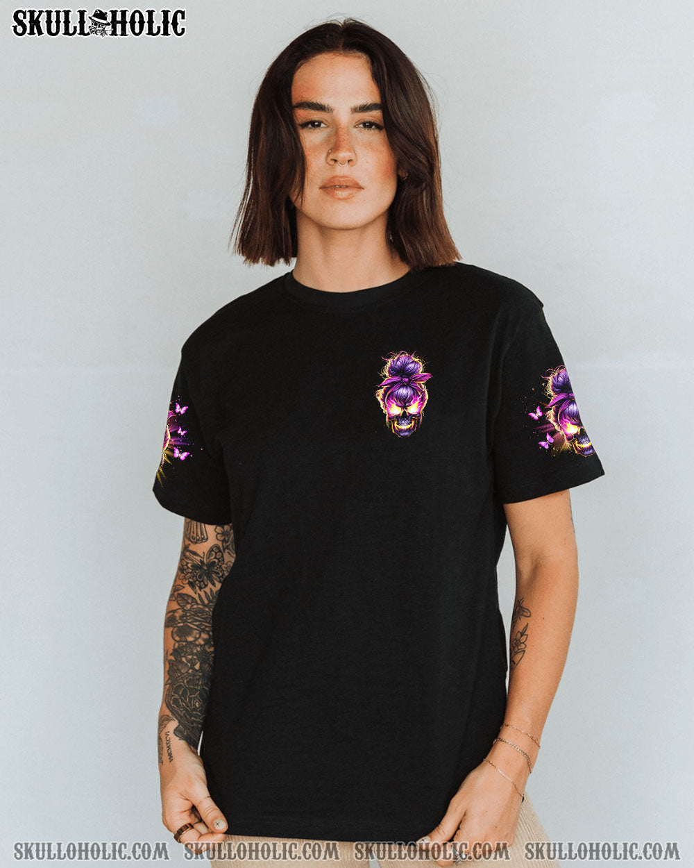 BLISSCORNERS NOT EVERYONE LIKES ME SKULL MESSY BUN ALL OVER PRINT