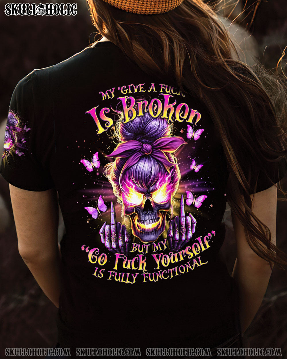 BLISSCORNERS NOT EVERYONE LIKES ME SKULL MESSY BUN ALL OVER PRINT
