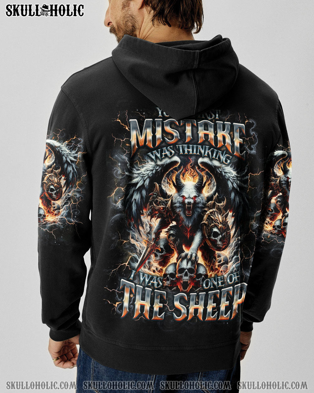 BLISSCORNERS YOUR FIRST MISTAKE WOLF SKULL WINGS ALL OVER PRINT