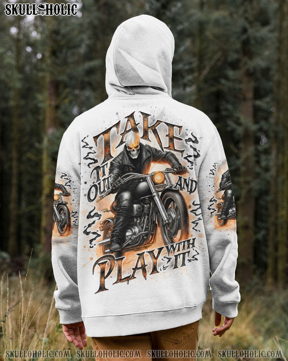 BLISSCORNERS TAKE IT OUT AND PLAY WITH IT BIKER SKULL ALL OVER PRINT