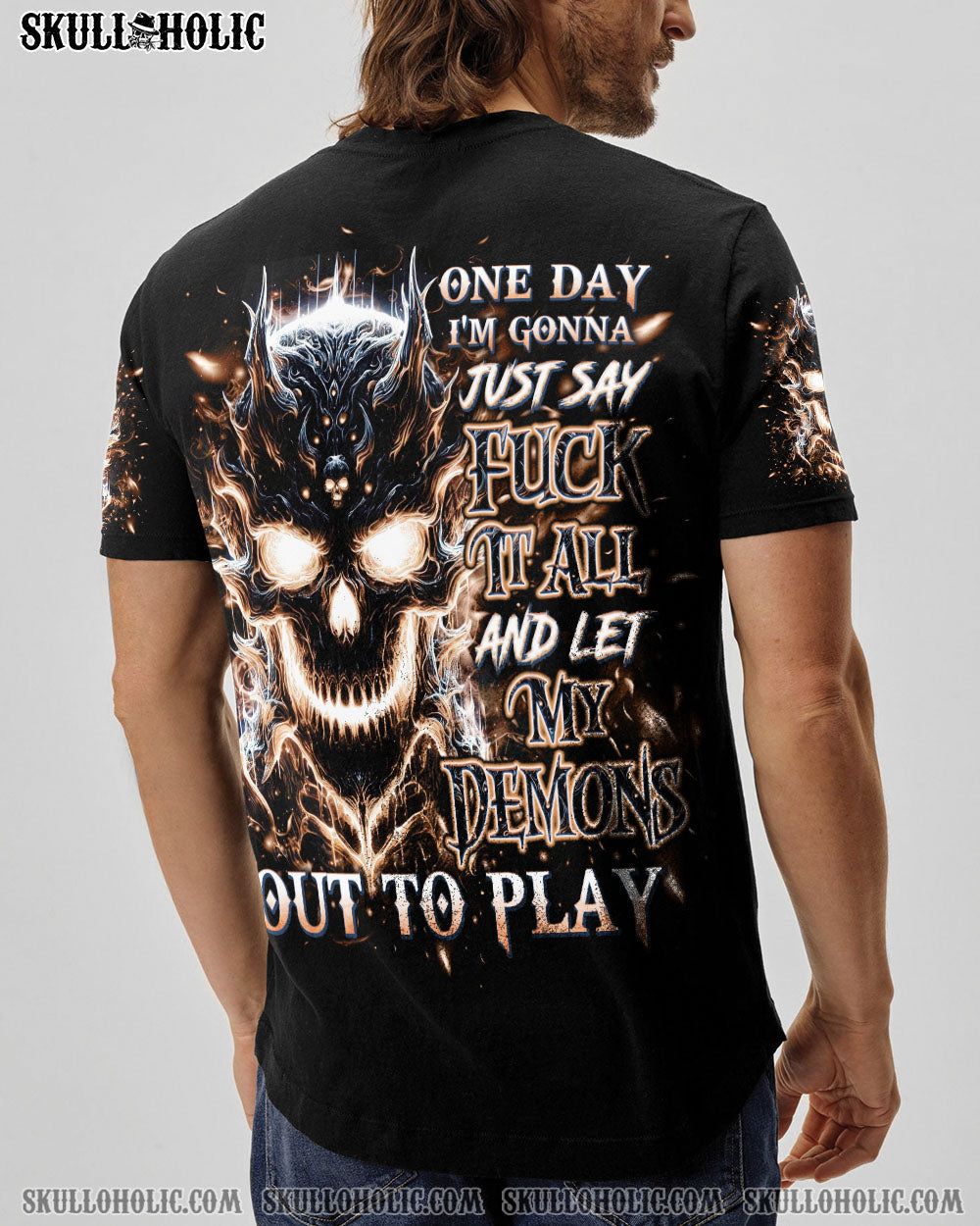 BLISSCORNERS ONE DAY I'M GONNA JUST SAY DEMON SKULL ALL OVER PRINT