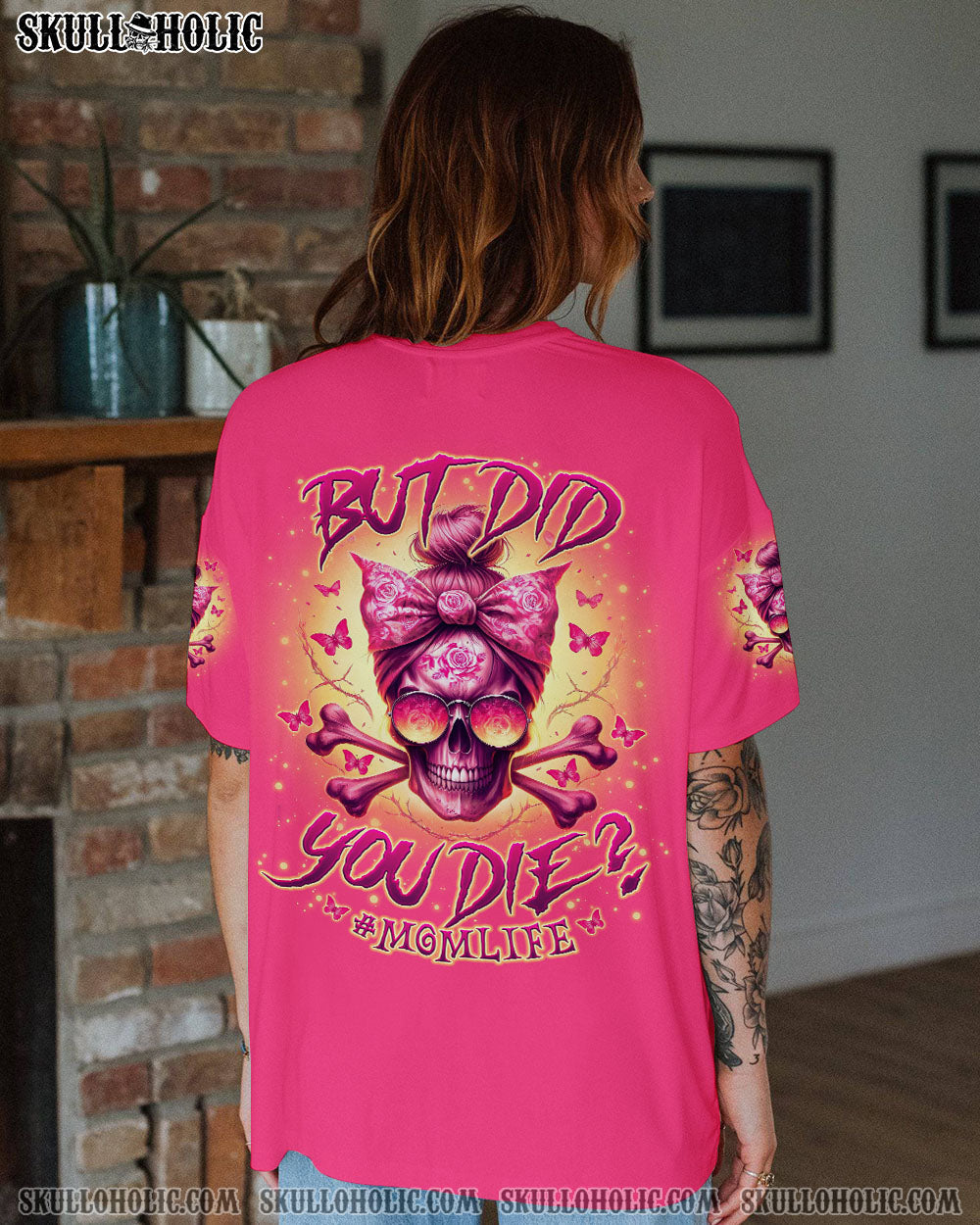 BLISSCORNERS BUT DID YOU DIE MOM LIFE MESSY BUN SKULL ALL OVER PRINT