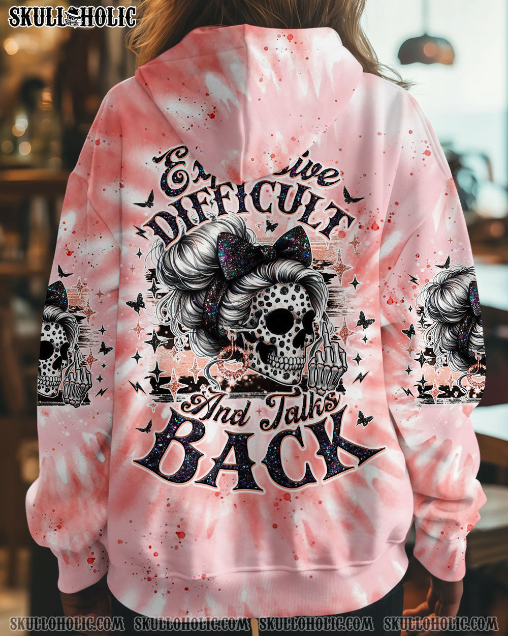 BLISSCORNERS BUCKLE UP BUTTERCUP B SWITCH SKULL MESSY BUN TIE DYE ALL OVER PRINT