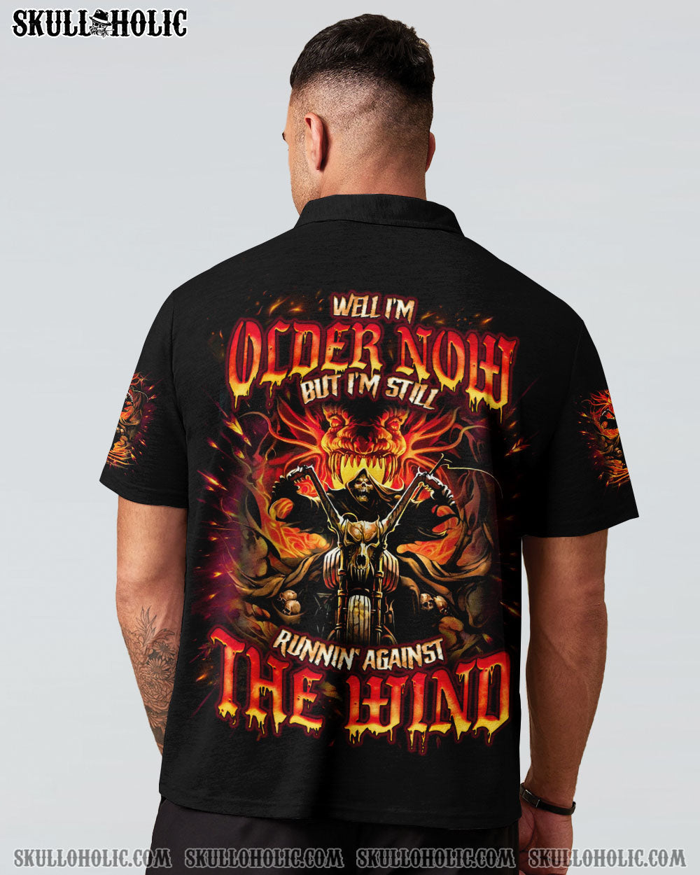BLISSCORNERS RUNNING AGAINST THE WIND BIKER SKULL ALL OVER PRINT