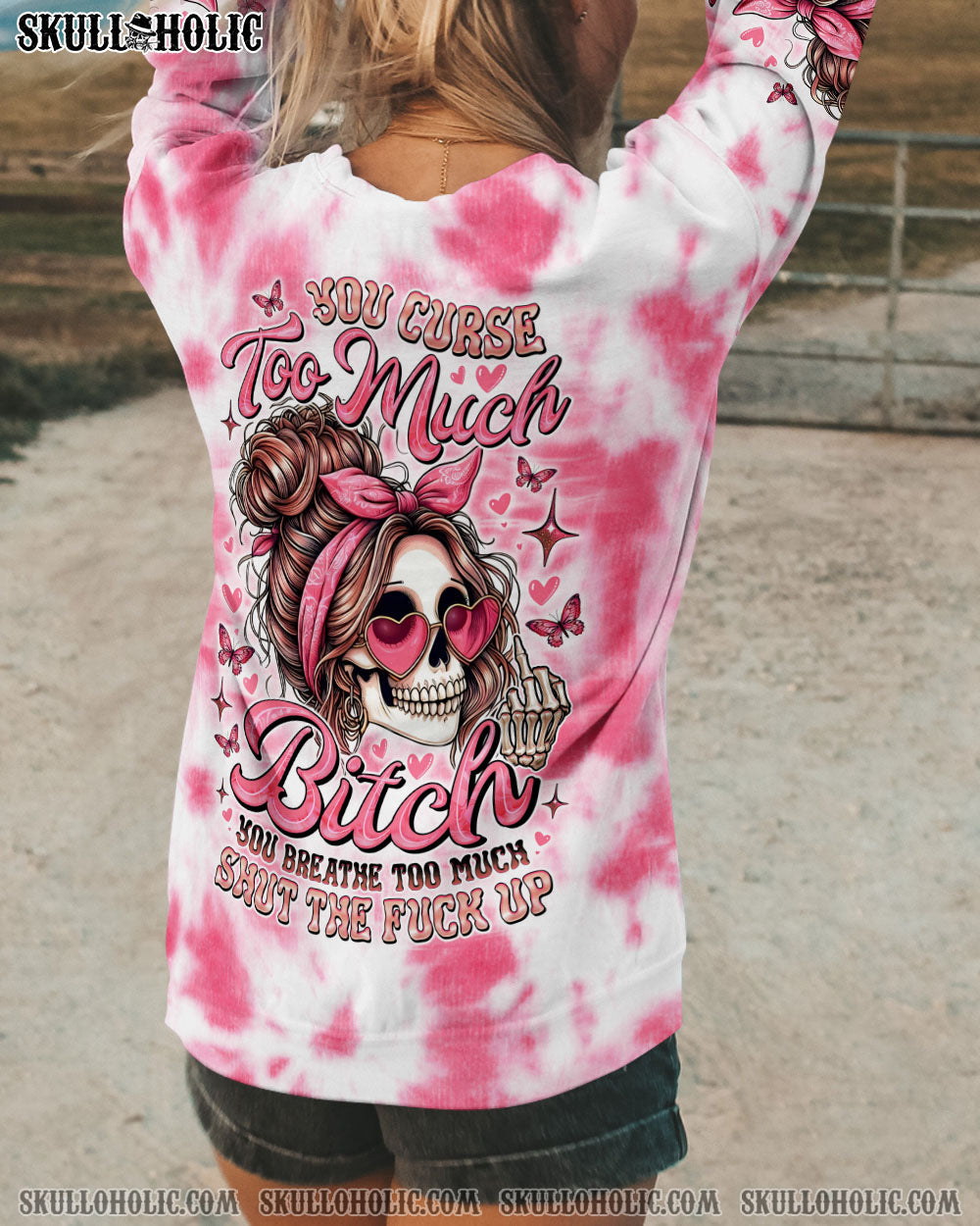 BLISSCORNERS EXPENSIVE DIFFICULT AND TALKS BACK MESSY BUN TIE DYE ALL OVER PRINT