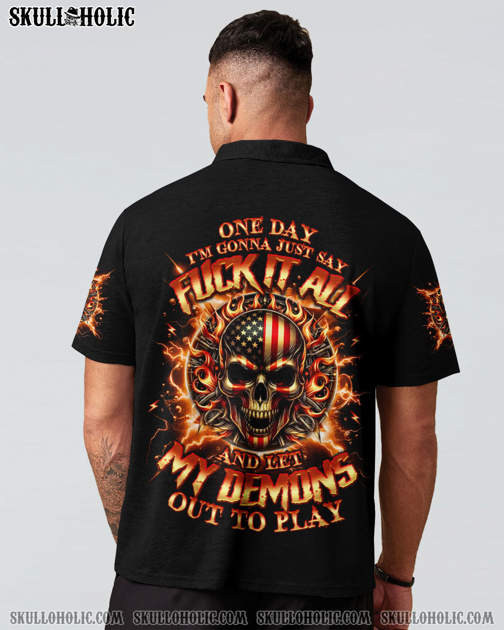 BLISSCORNERS ONE DAY I'M GONNA JUST SAY DEMON SKULL ALL OVER PRINT