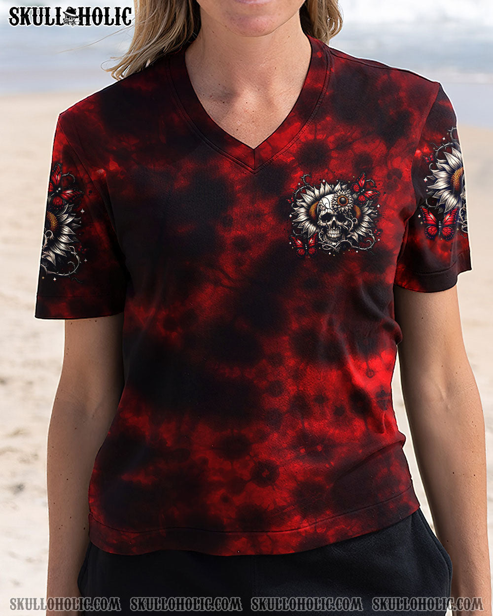 BLISSCORNERS DON'T TRY TO FIGURE ME OUT SKULL SUNFLOWER ALL OVER PRINT