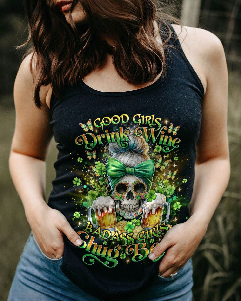 BLISSCORNERS THE GOOD GIRL IN ME MESSY BUN SKULL ALL OVER PRINT