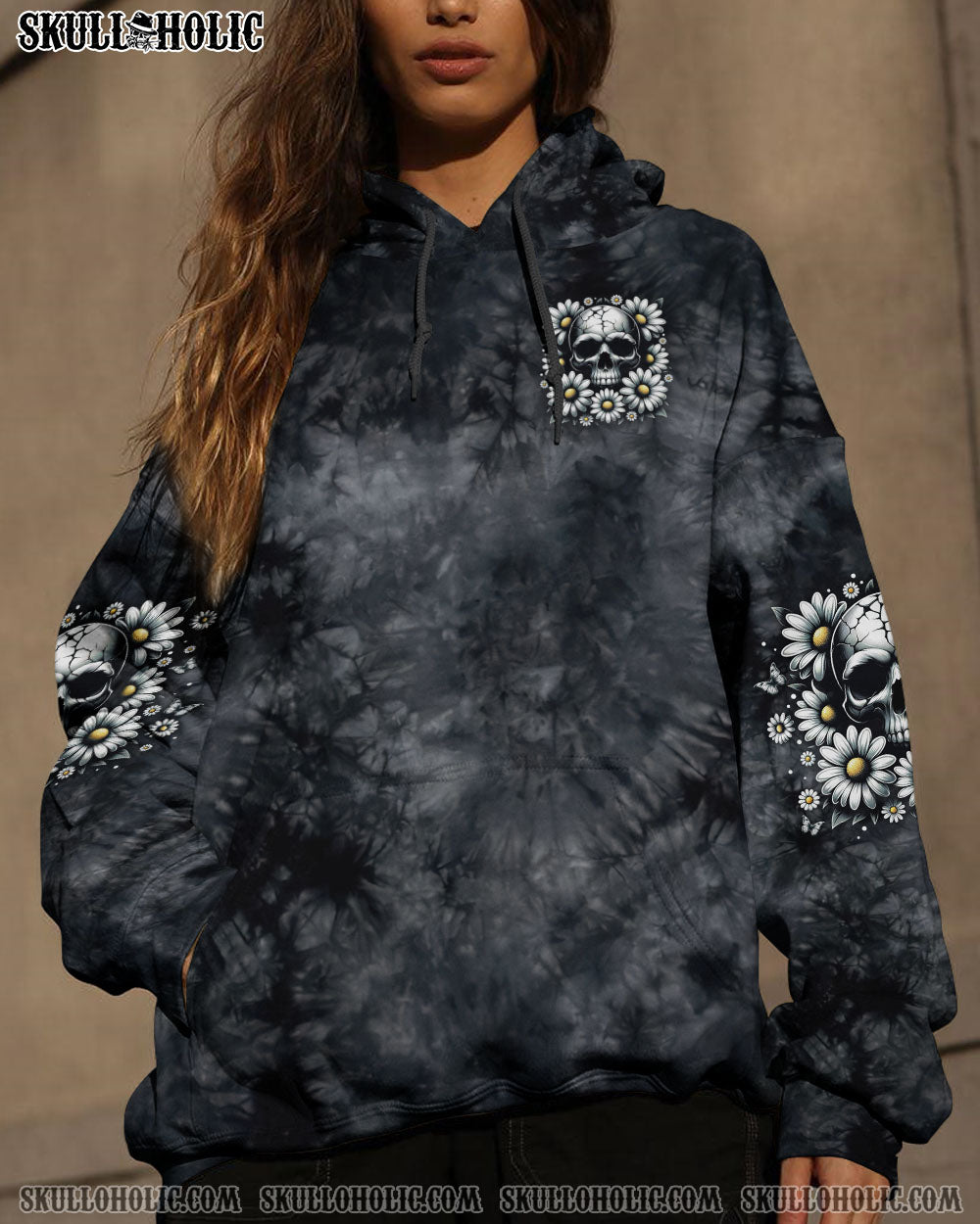 BLISSCORNERS HELLO DARKNESS MY OLD FRIEND SKULL DAISIES ALL OVER PRINT