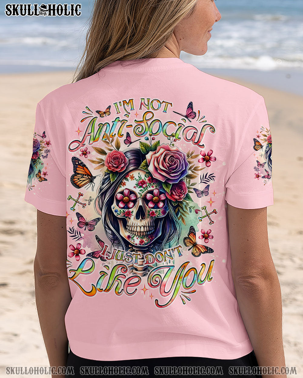 BLISSCORNERS I’M NOT ANTISOCIAL I JUST DON’T LIKE YOU SKULL ALL OVER PRINT