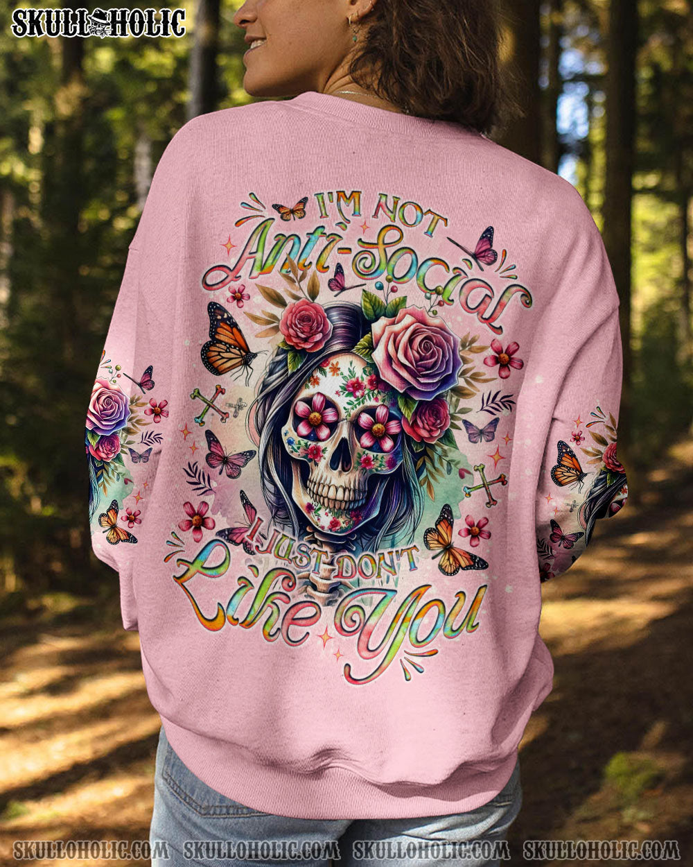 BLISSCORNERS I’M NOT ANTISOCIAL I JUST DON’T LIKE YOU SKULL ALL OVER PRINT