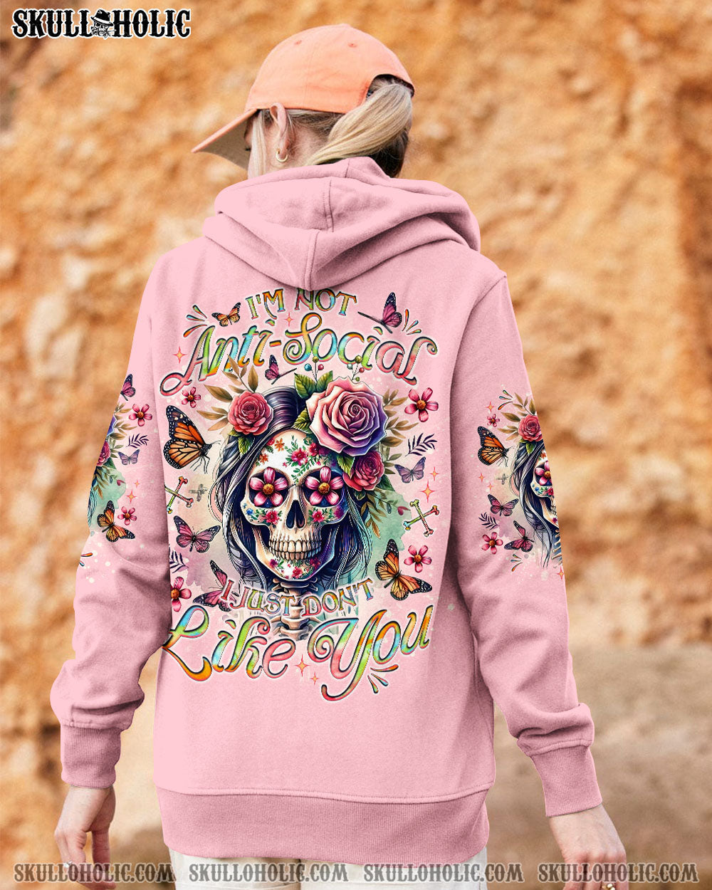 BLISSCORNERS I’M NOT ANTISOCIAL I JUST DON’T LIKE YOU SKULL ALL OVER PRINT