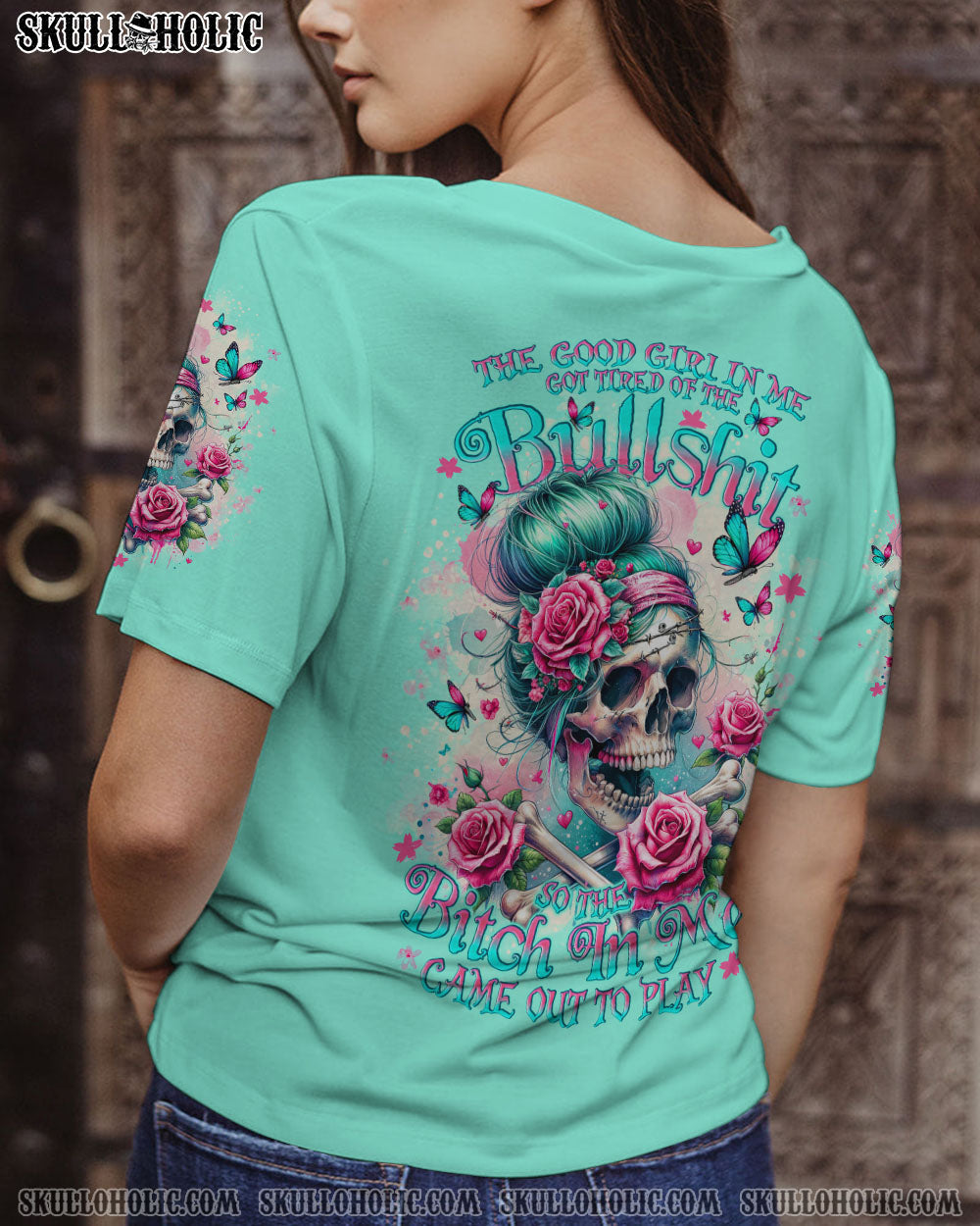 BLISSCORNERS THE GOOD GIRL IN ME MESSY BUN ALL OVER PRINT