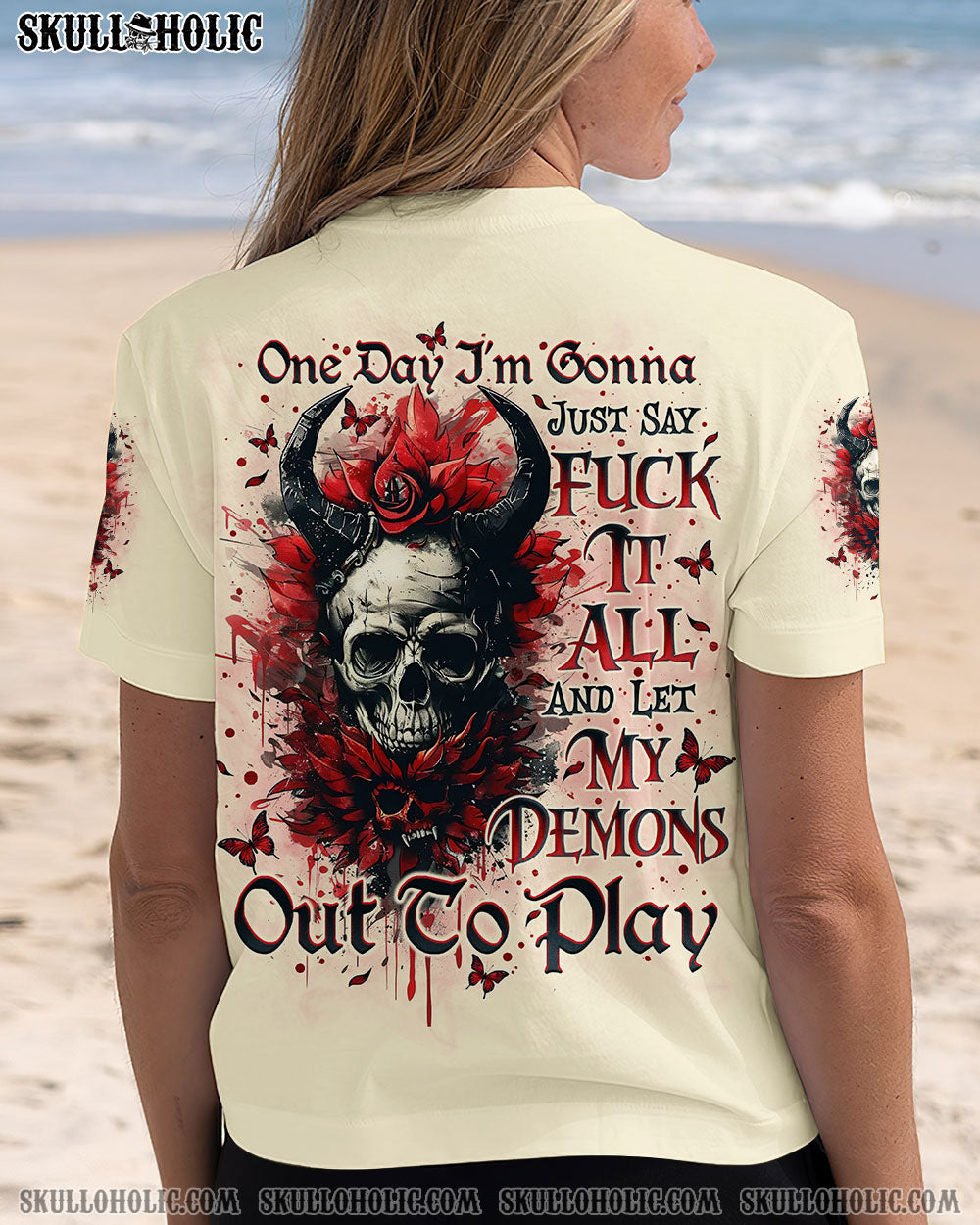 BLISSCORNERS ONE DAY I'M GONNA JUST SAY DEMON SKULL ALL OVER PRINT