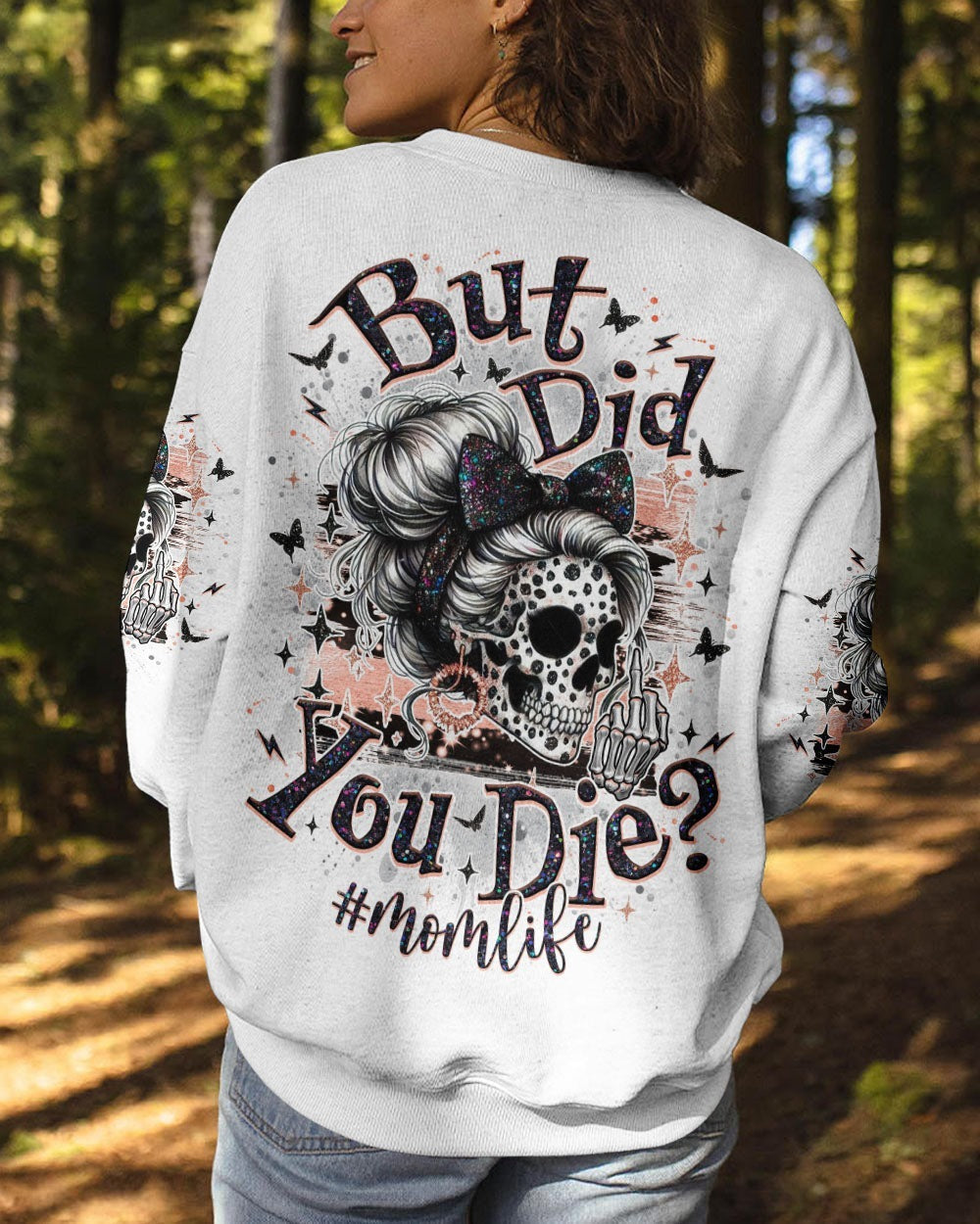 BLISSCORNERS F-BOMB MOM MESSY BUN SKULL ALL OVER PRINT