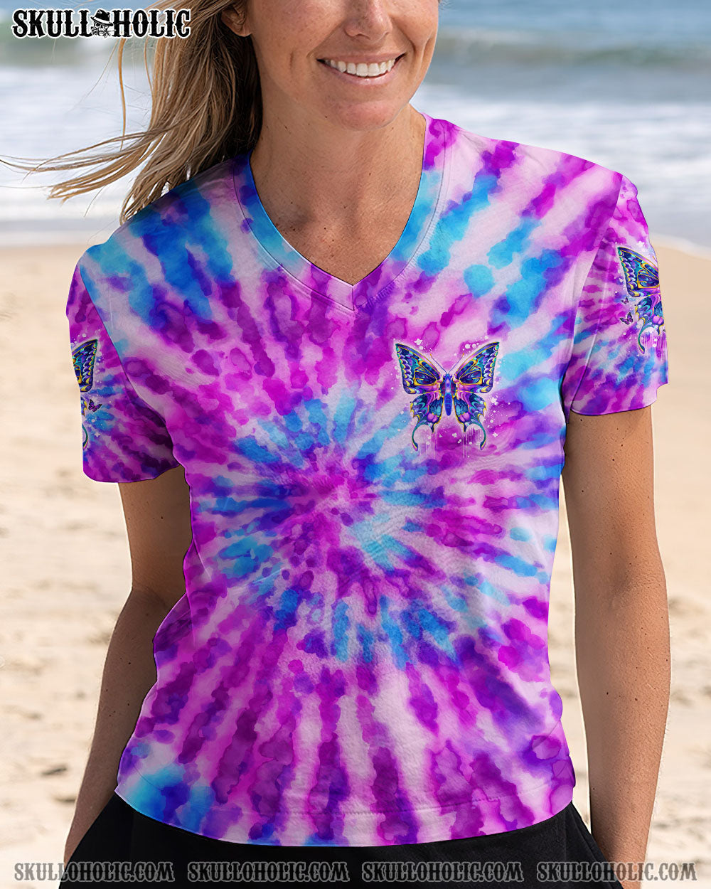 BLISSCORNERS DON'T TRY TO FIGURE ME OUT SKULL BUTTERFLY ALL OVER PRINT