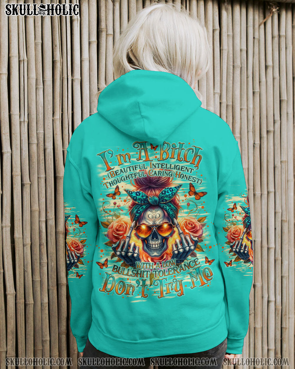 BLISSCORNERS A MOUTH I CAN'T CONTROL MESSY BUN SKULL ALL OVER PRINT