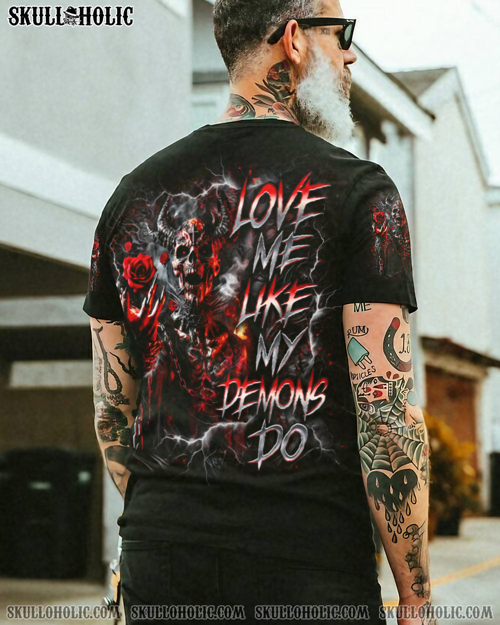 BLISSCORNERS LOVE ME LIKE MY DEMONS DO SKULL ALL OVER PRINT