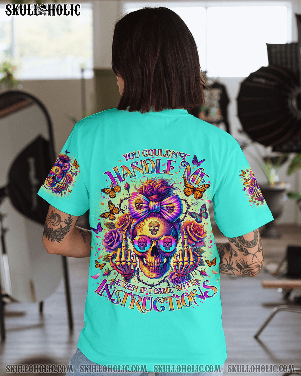 BLISSCORNERS YOU COULDN'T HANDLE ME MESSY BUN SKULL ALL OVER PRINT