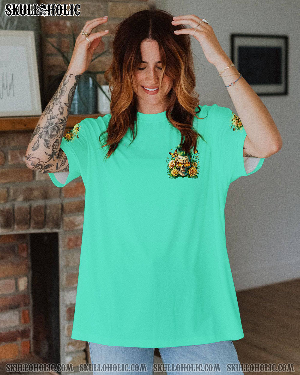 BLISSCORNERS BLAME YOURSELF SKULL MESSY BUN ALL OVER PRINT