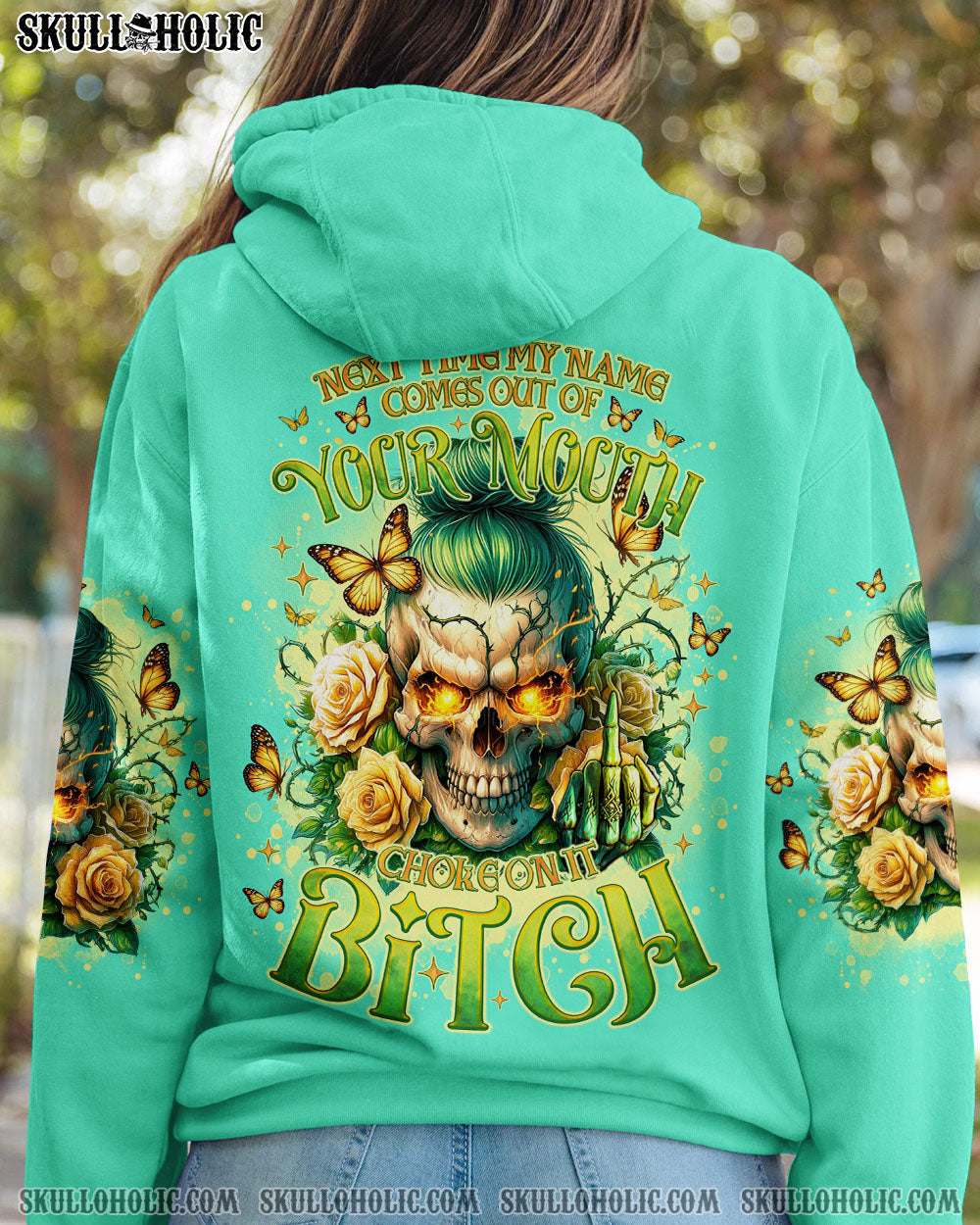 BLISSCORNERS BLAME YOURSELF SKULL MESSY BUN ALL OVER PRINT